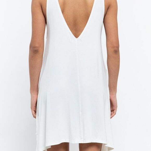 POL Clothing Cover Fringe White Tunic Dress - Picture 2 of 4